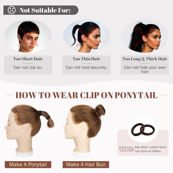 Claw Clip Ponytail Hair Extensions Synthetic Curly Wavy 24 Inch for Women - Picture 6 of 7